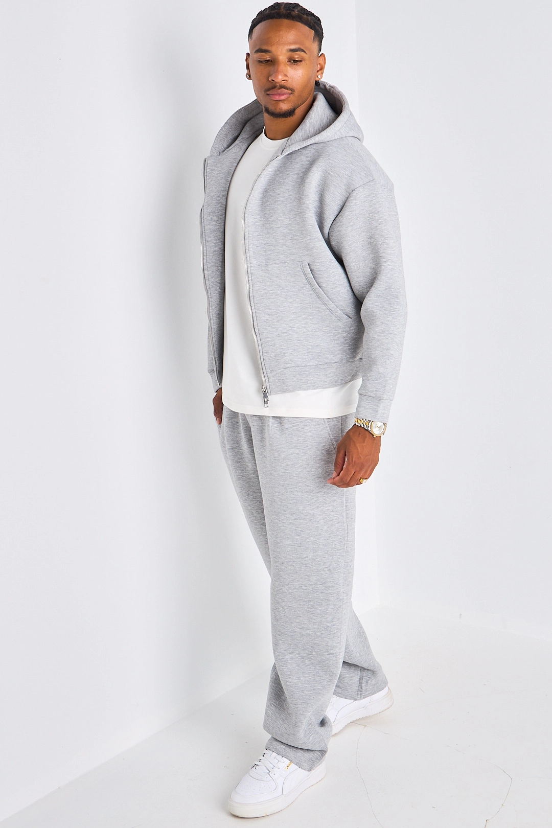 Ensemble 2 pièces : veste à capuche + jogging gris