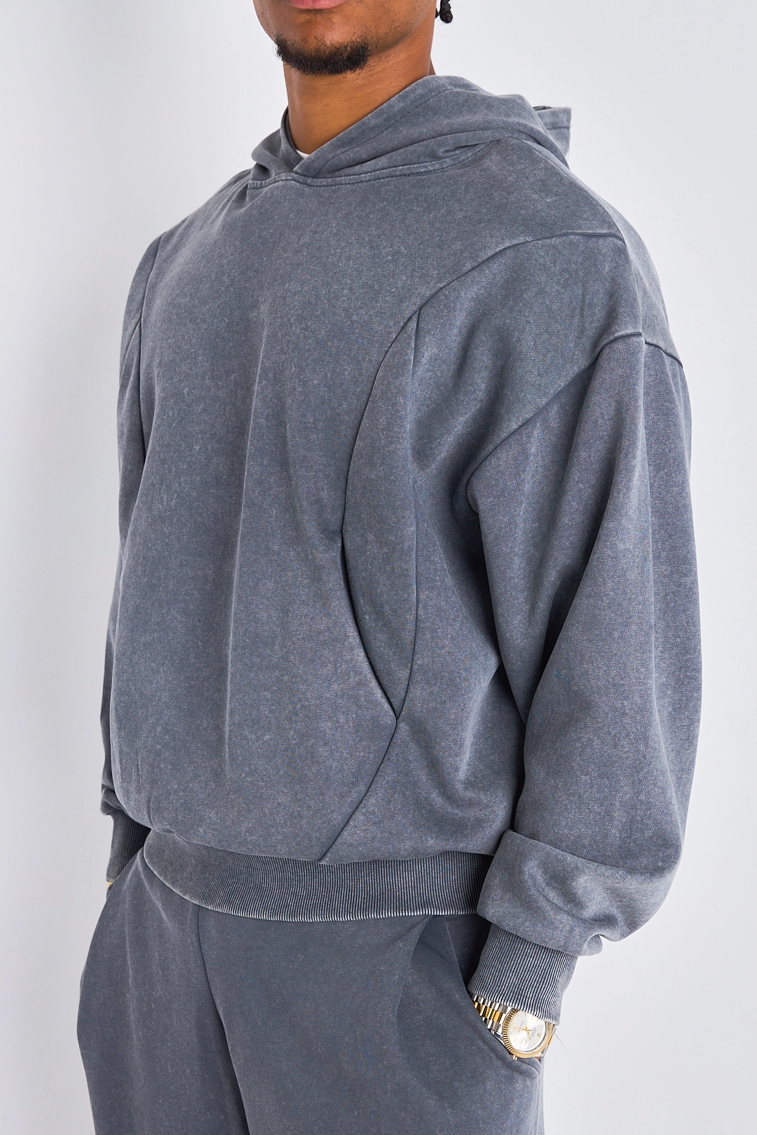 Ensemble 2 pièces : sweat + jogging gris foncé chiné