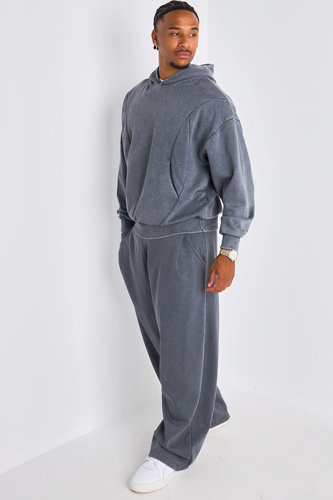 Ensemble 2 pièces : sweat + jogging gris foncé chiné