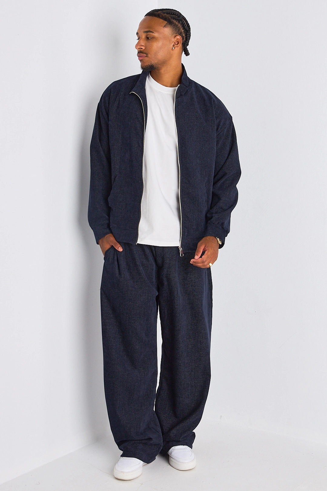 Ensemble 2 pièces : veste + jogging bleu marine chiné