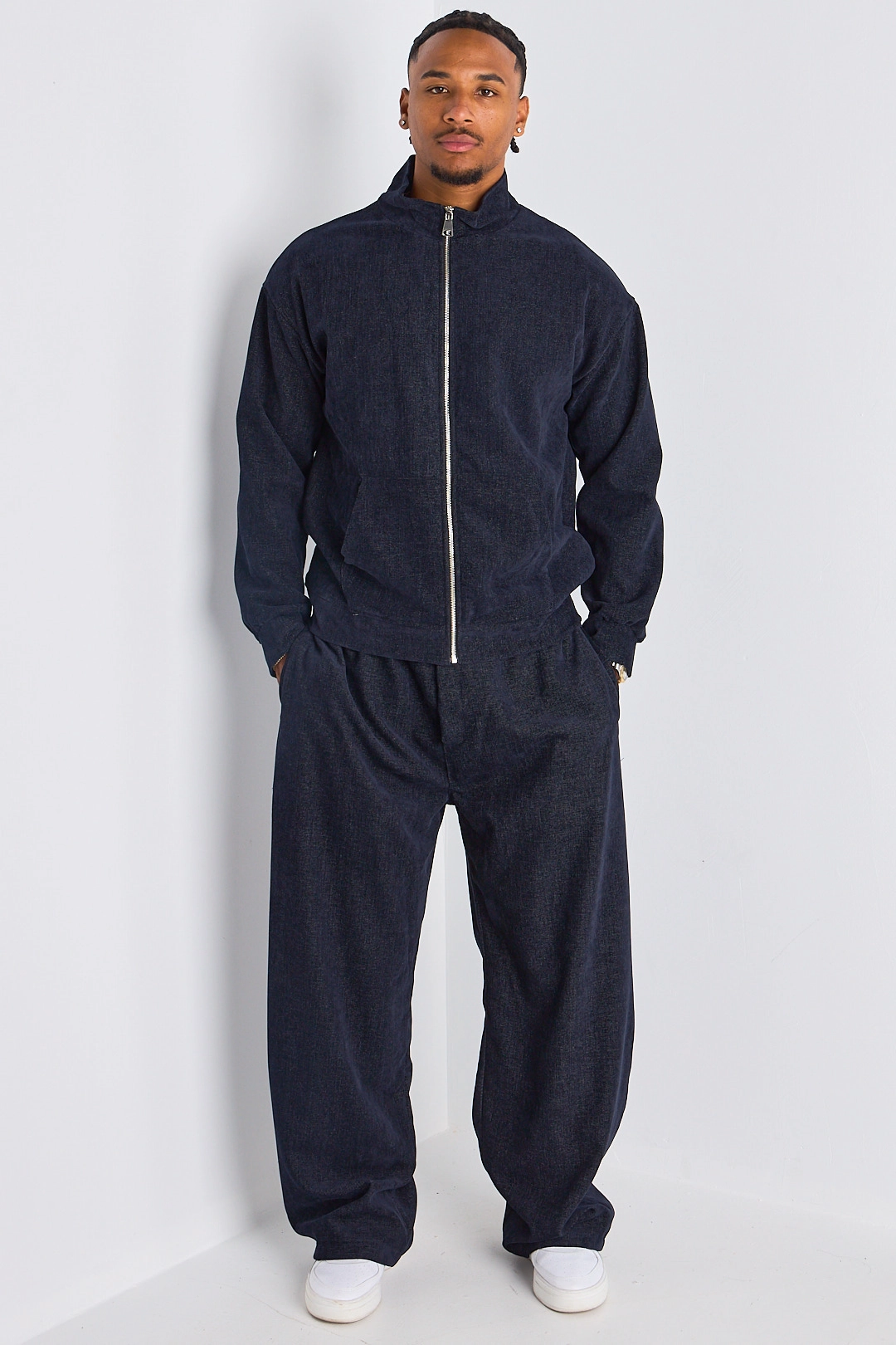 Ensemble 2 pièces : veste + jogging bleu marine chiné