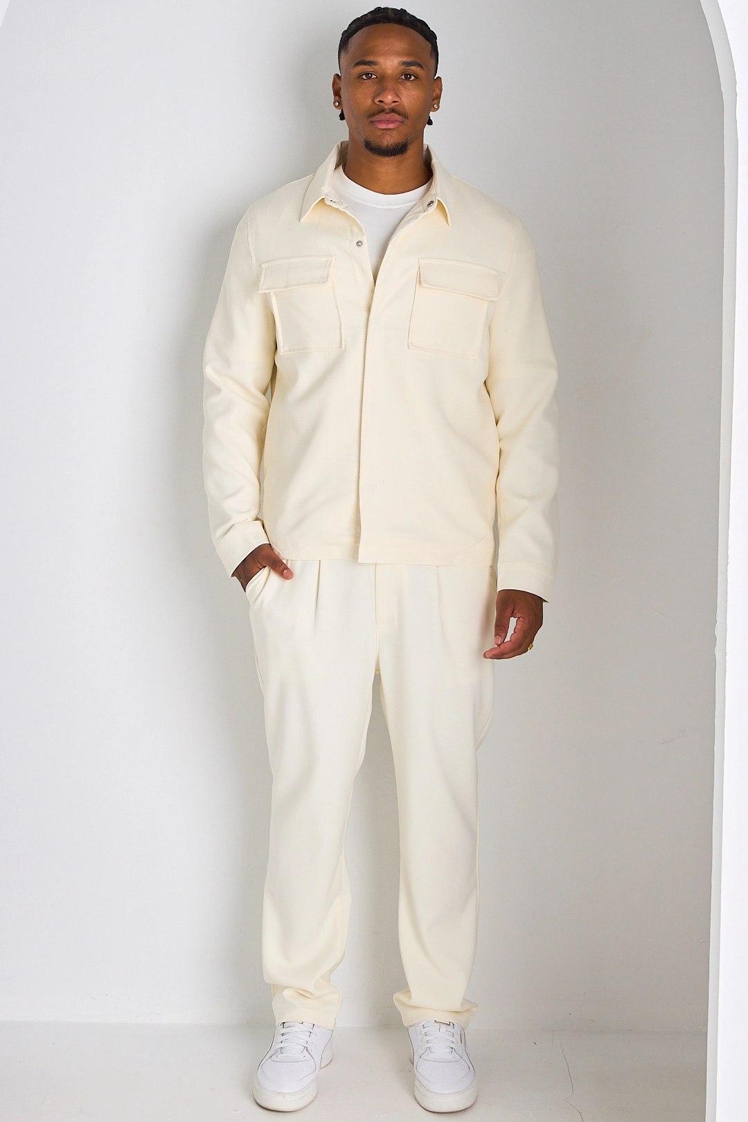 Ensemble 2 pièces : veste + pantalon beige