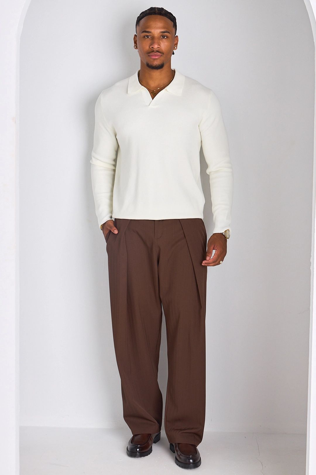 Polo basic à col rabats blanc
