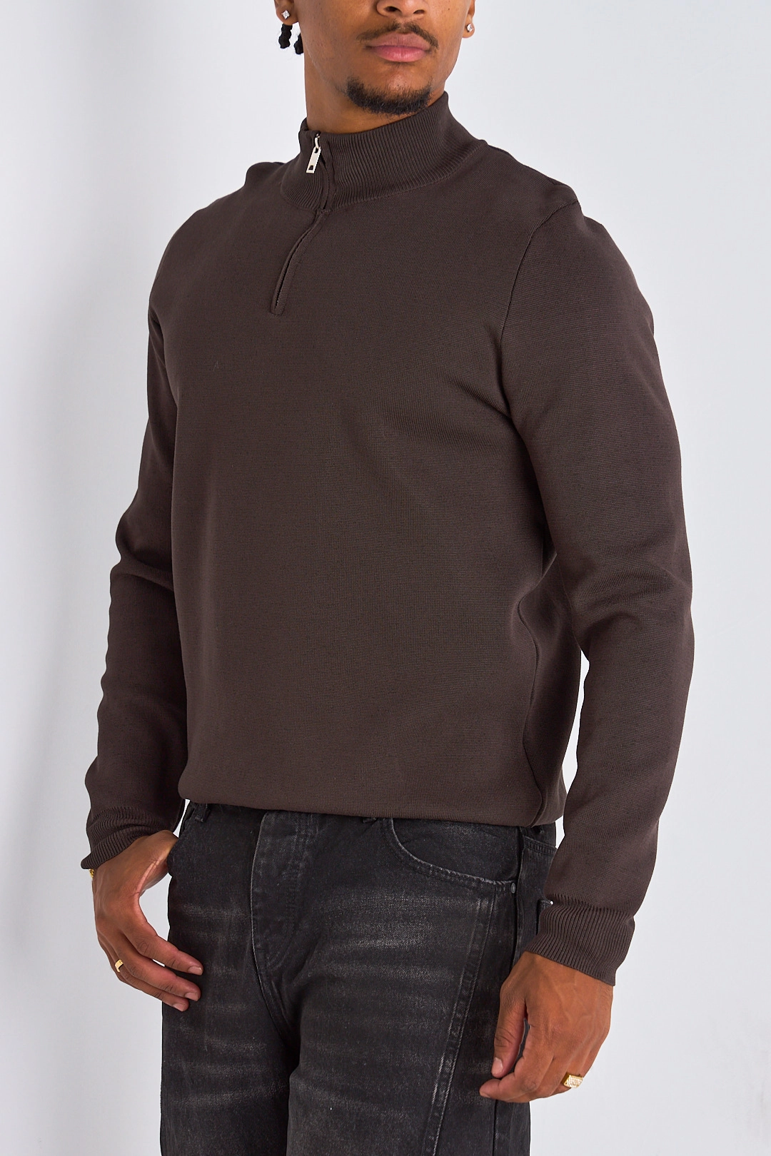Gilet à demi-zip marron