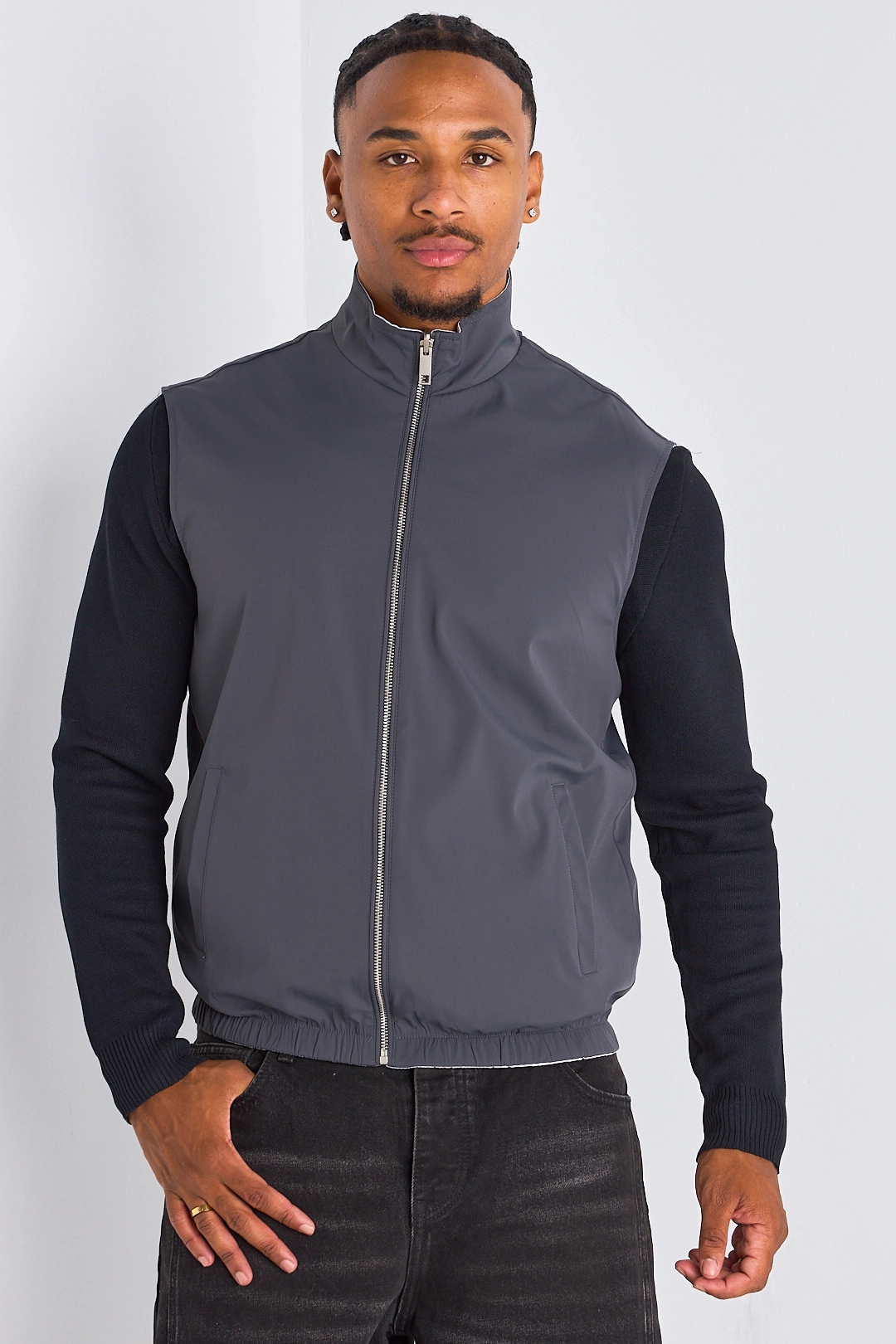 Veste sans manches réversible grise