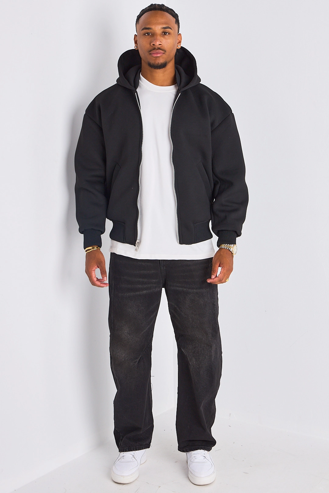 Bomber noir réversible à capuche