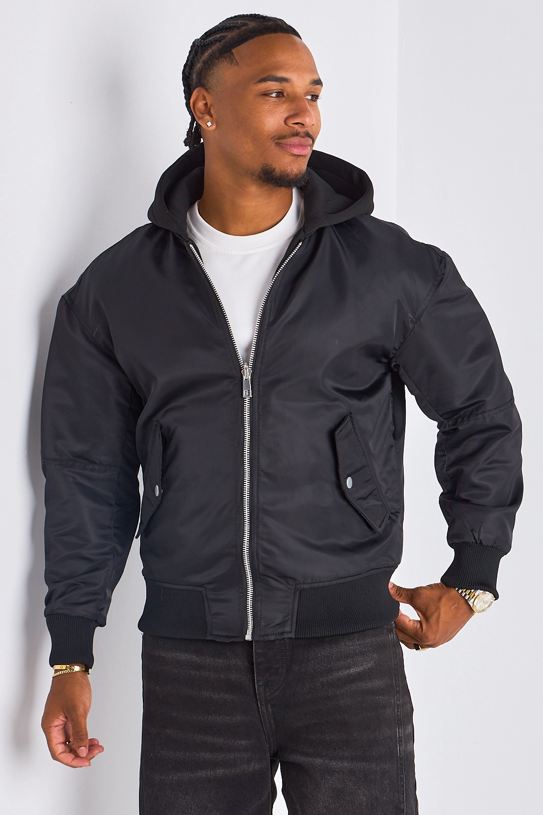 Bomber noir réversible à capuche