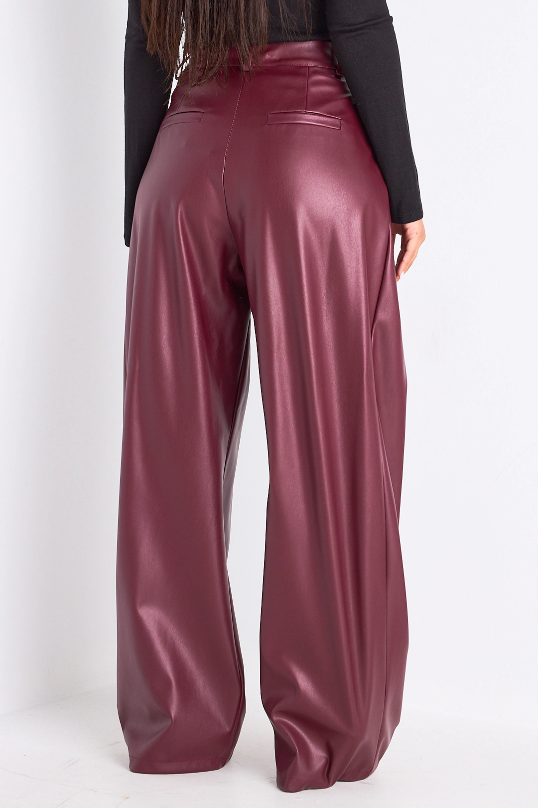 Pantalon simili cuir bordeaux