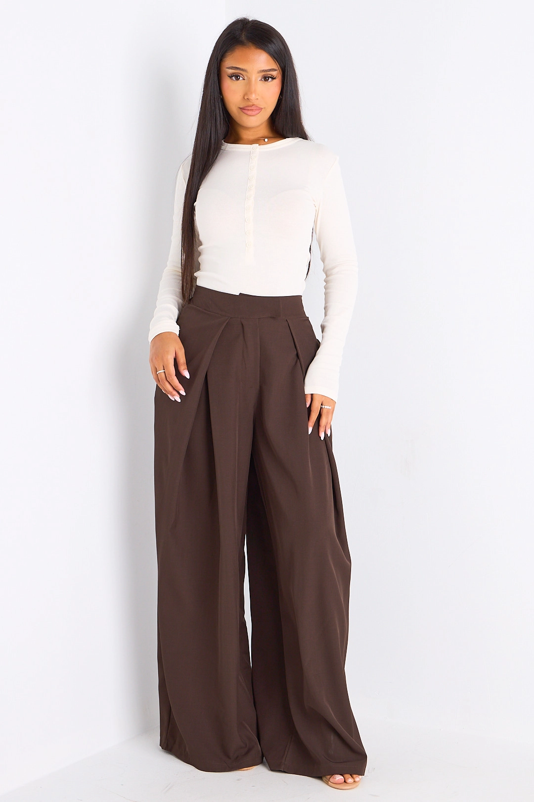 Pantalon tailleur marron