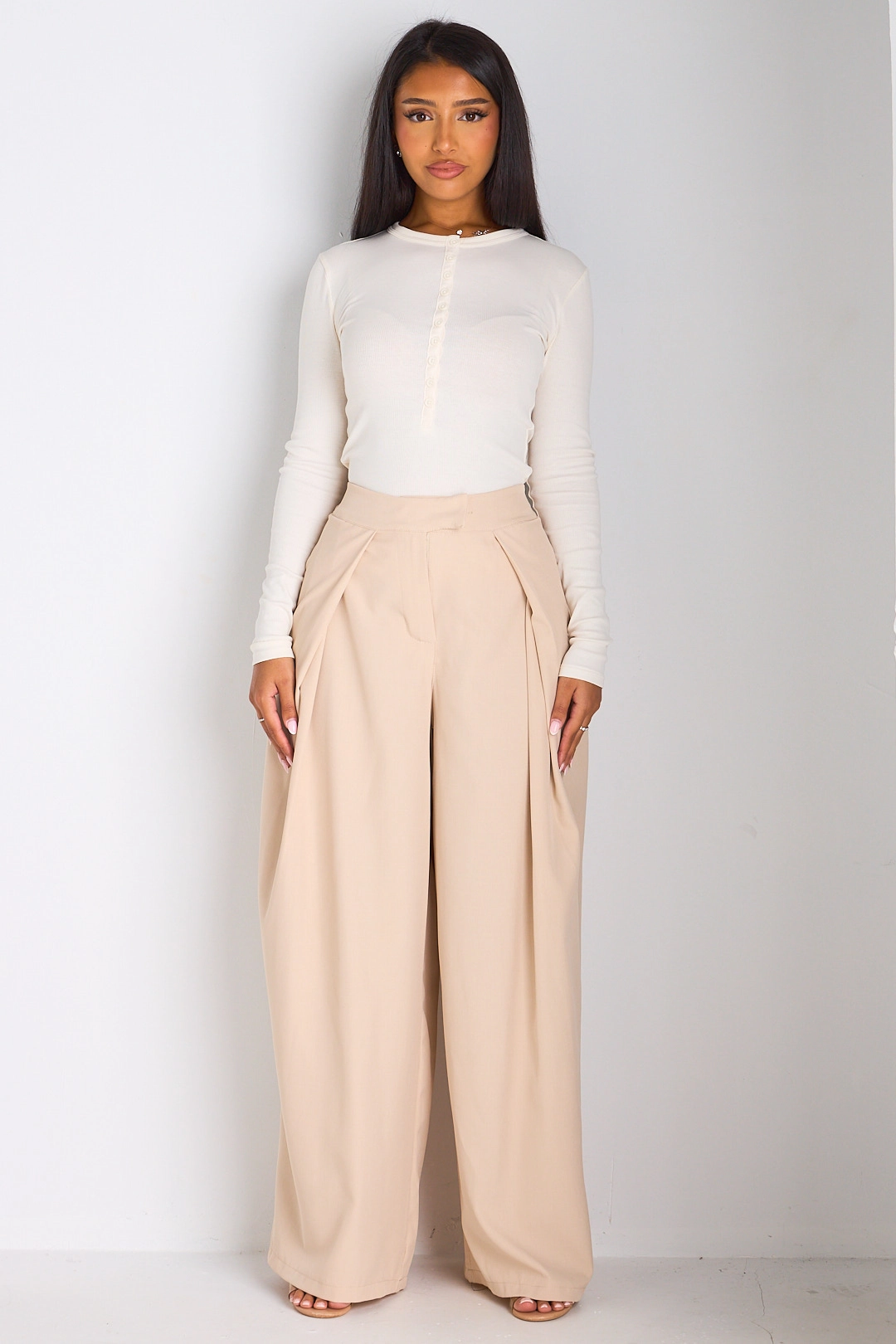 Pantalon tailleur beige
