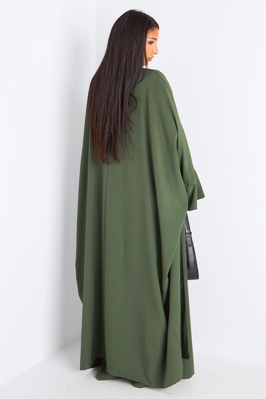 Ensemble deux pièces kaki longue blouse asymétrique + pantalon coupe droite