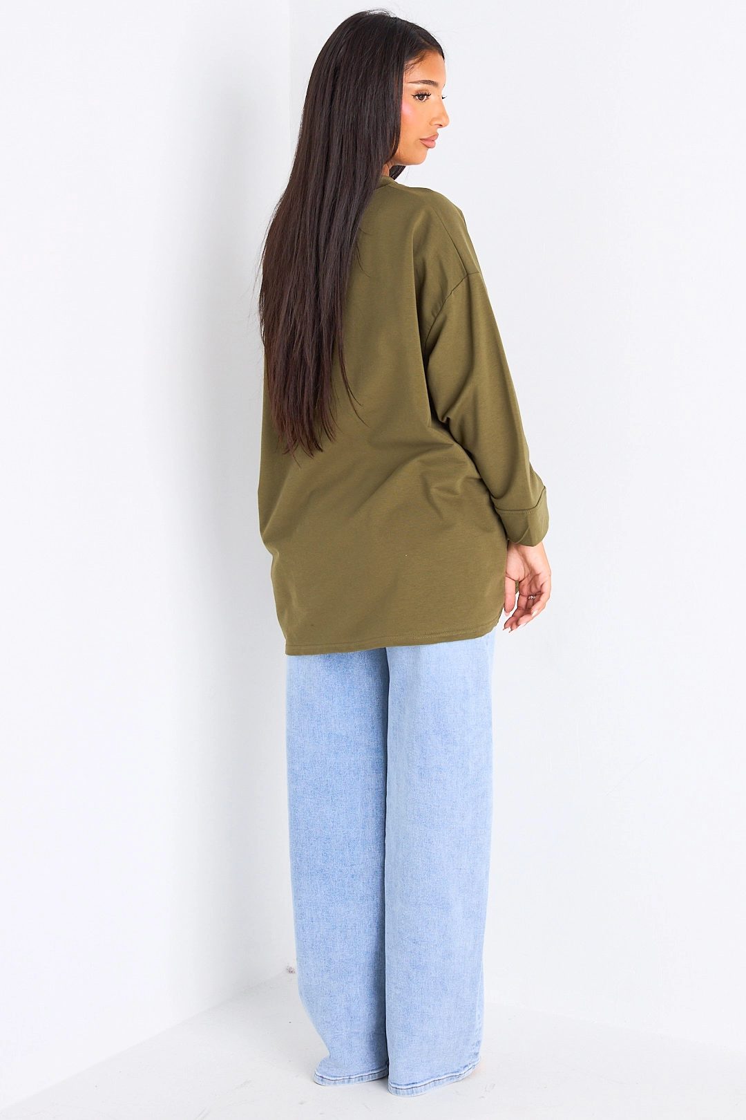 T-shirt mi-long kaki