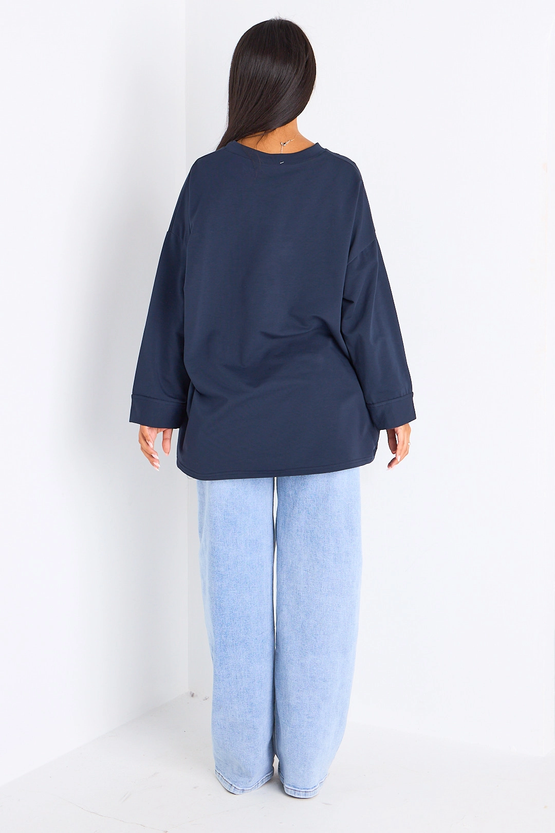 T-shirt mi-long bleu marine