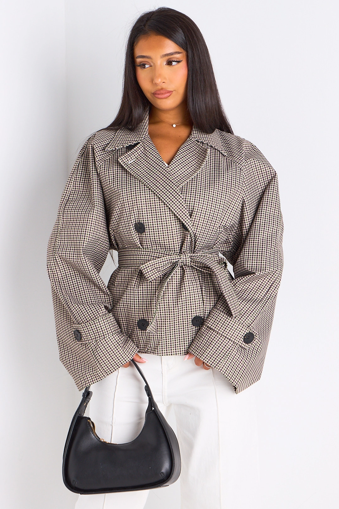 Manteau à carreaux de couleur vert
