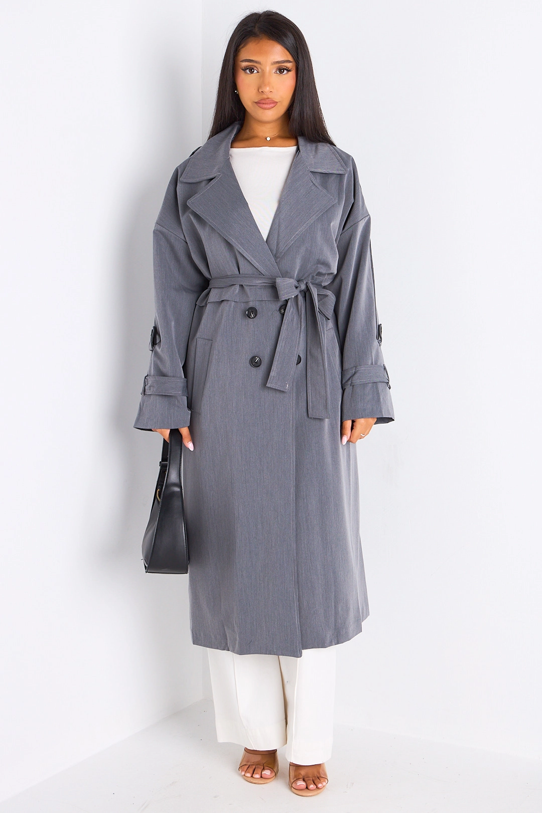 Trench long de couleur gris clair