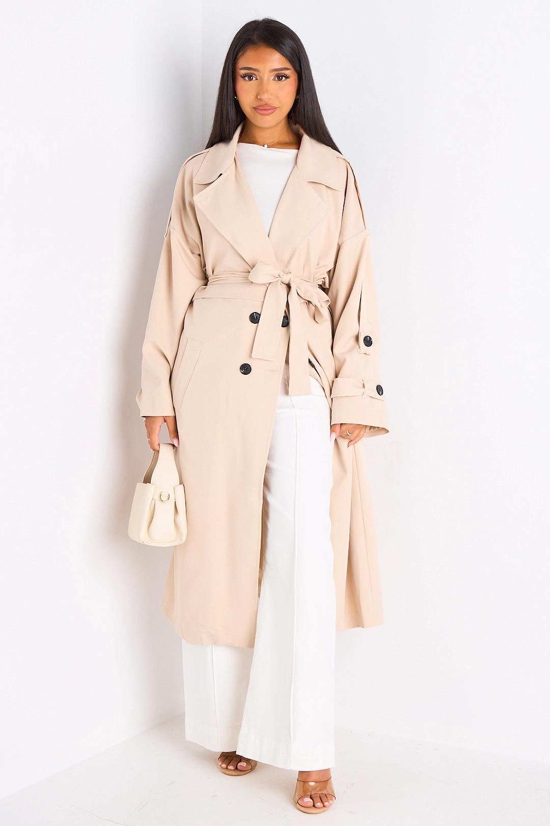 Trench long de couleur beige