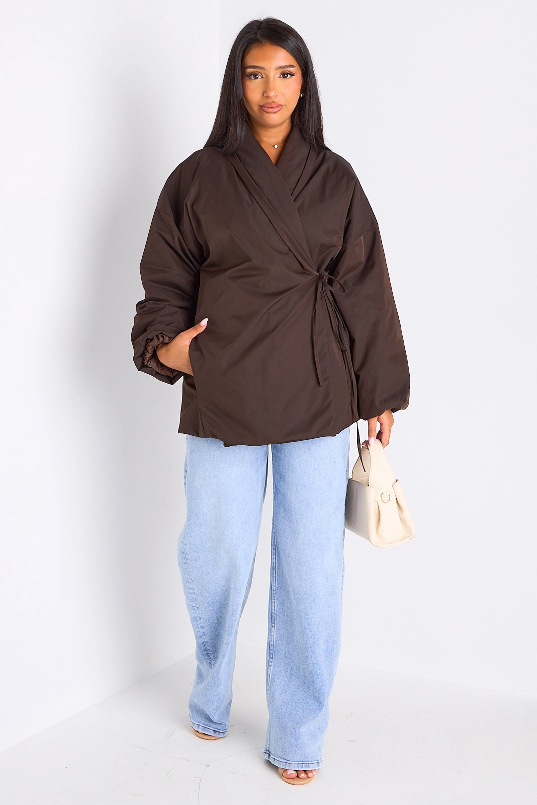 Veste ballon croisée marron