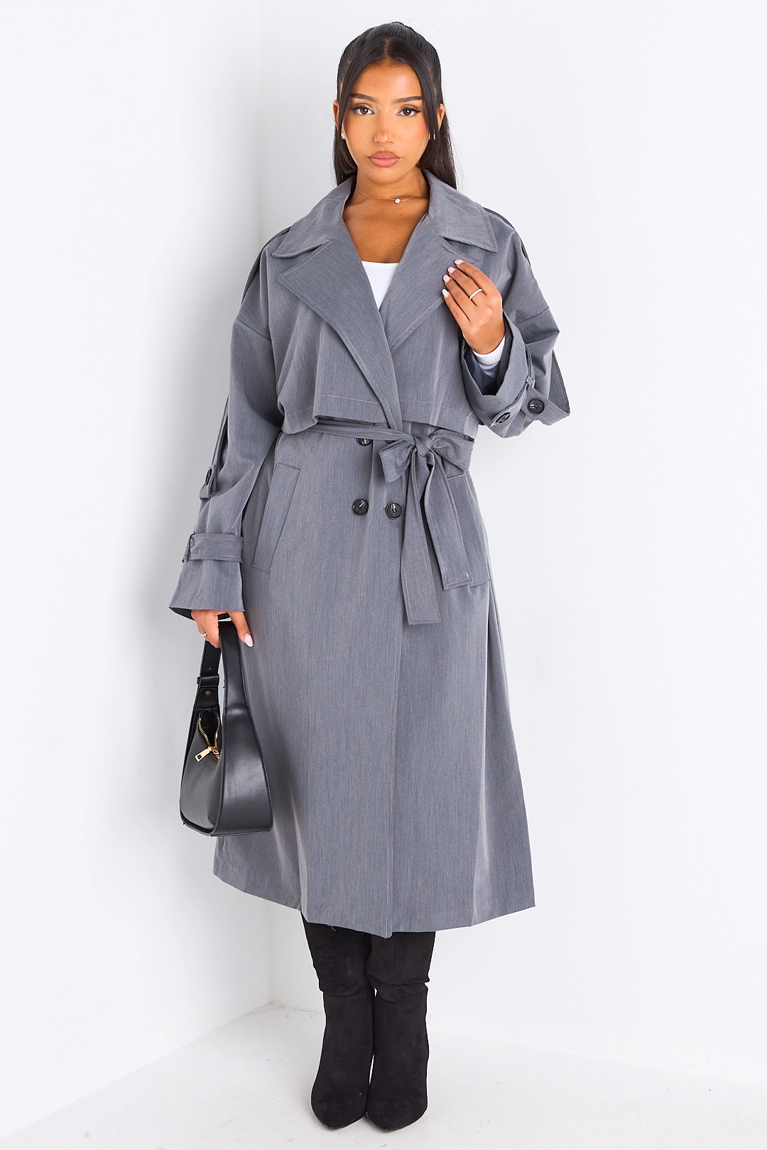 Trench long de couleur gris clair