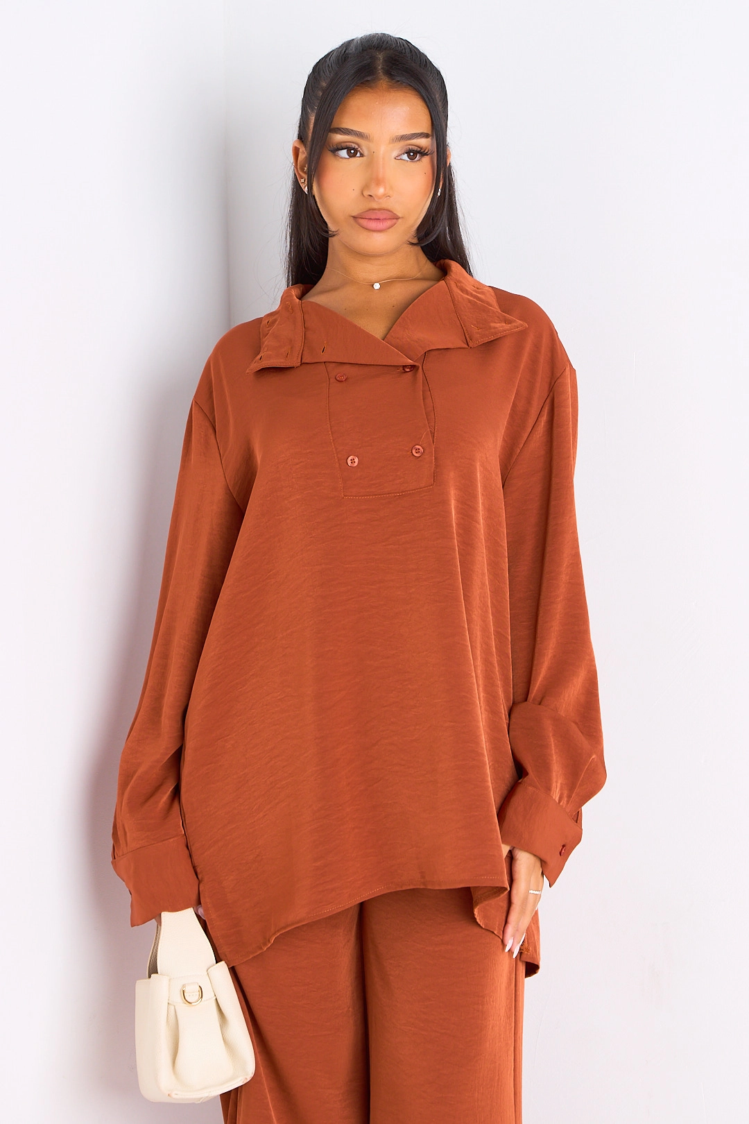 Ensemble 2 pièces : blouse + pantalon rouille
