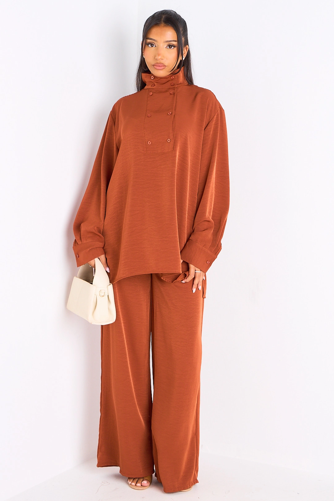 Ensemble 2 pièces : blouse + pantalon rouille