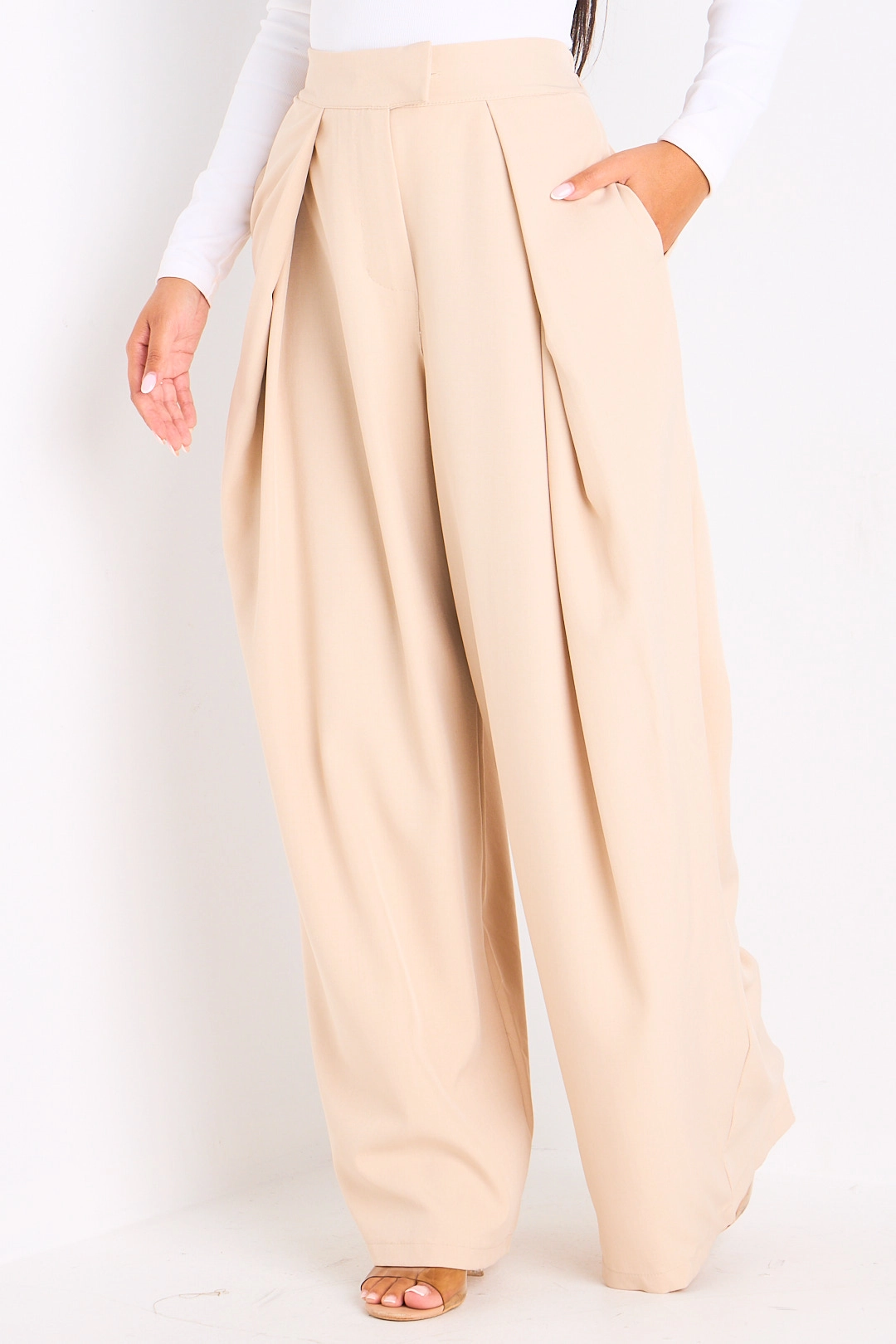 Pantalon palazzo beige