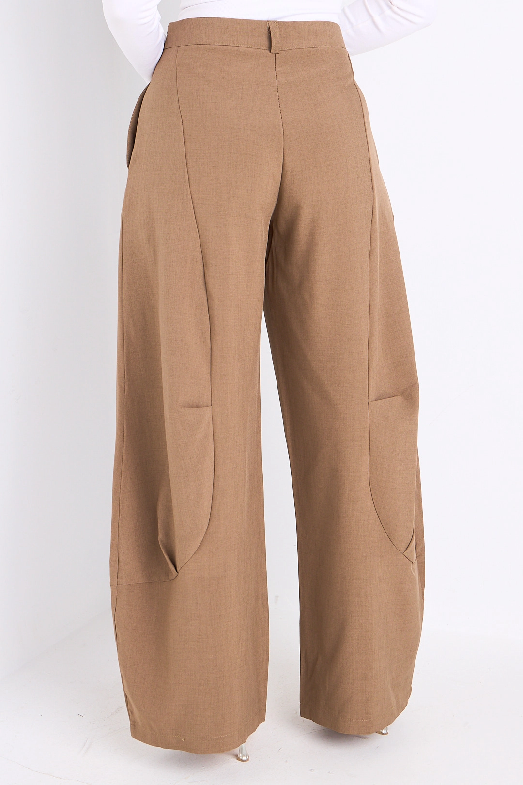 Pantalon de tailleur camel style palazzo