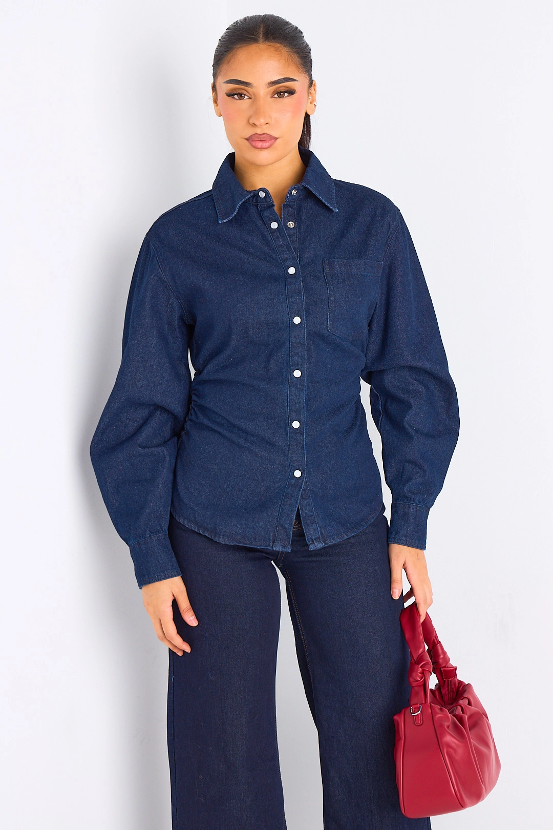 Chemise cintrée en Jean's bleu foncé