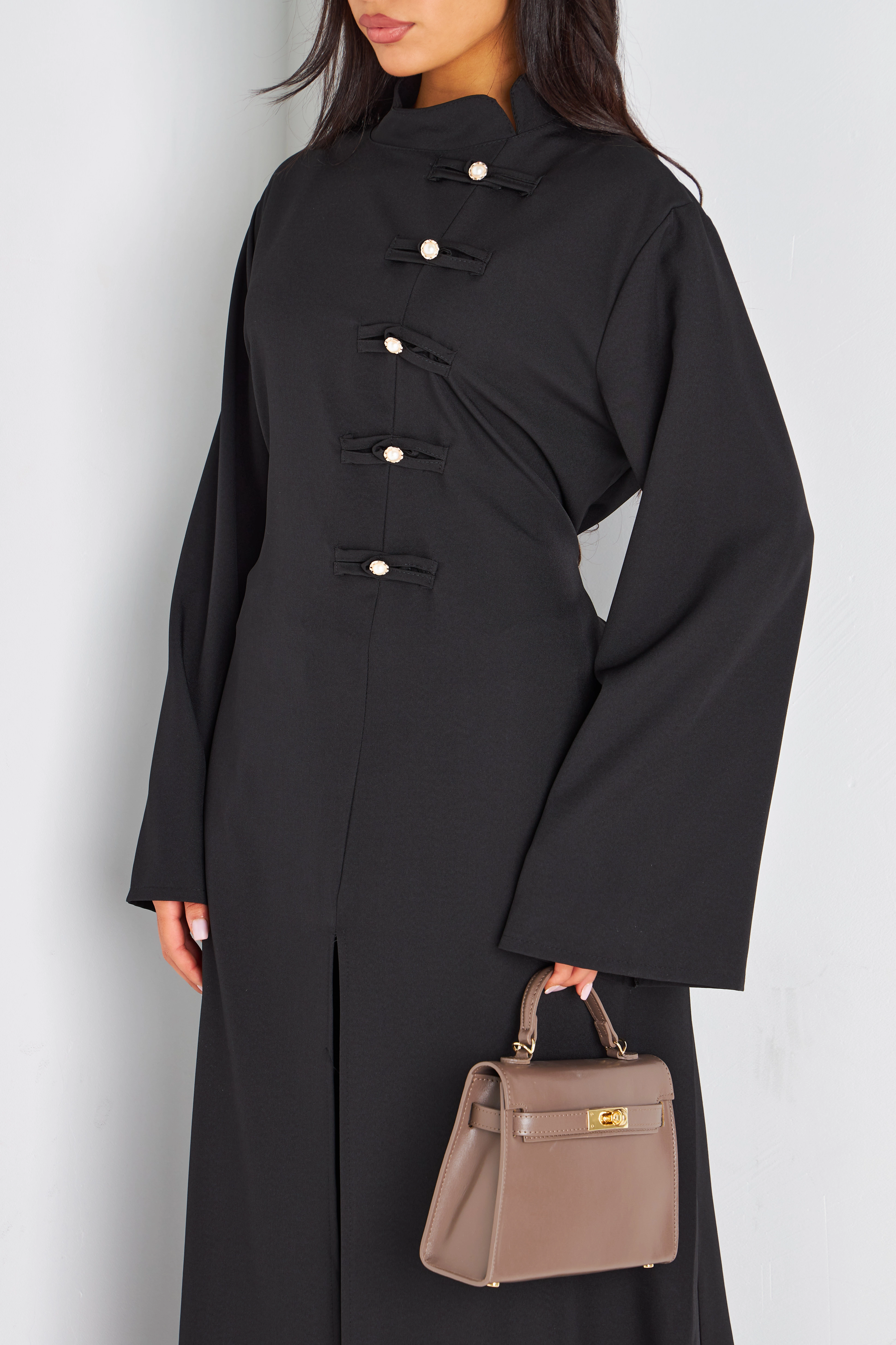 Ensemble deux pièces noir blouse longue + pantalon coupe droite