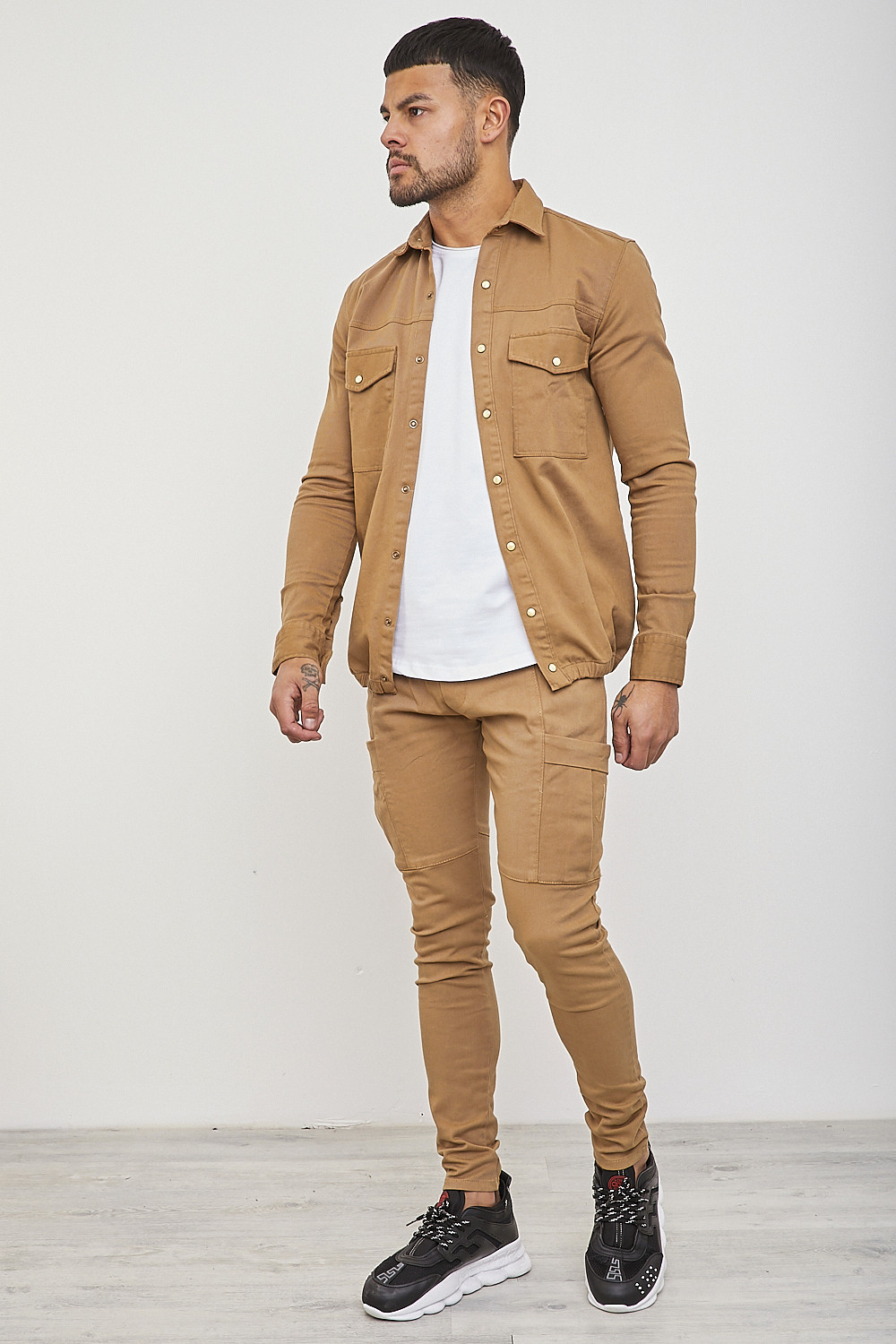 Chemise épaisse camel avec élastique / Uniplay